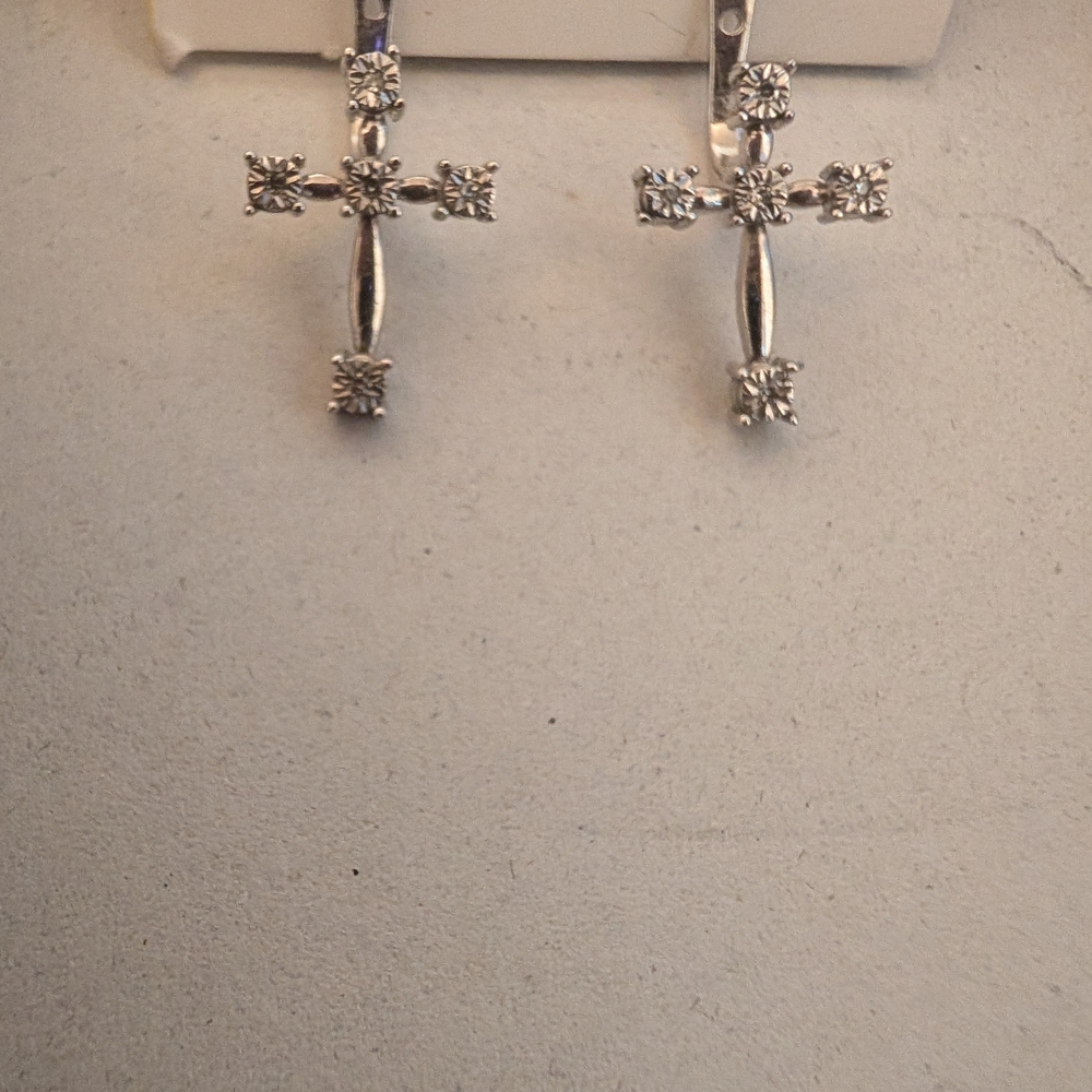Elegant Silver Cross Earrings